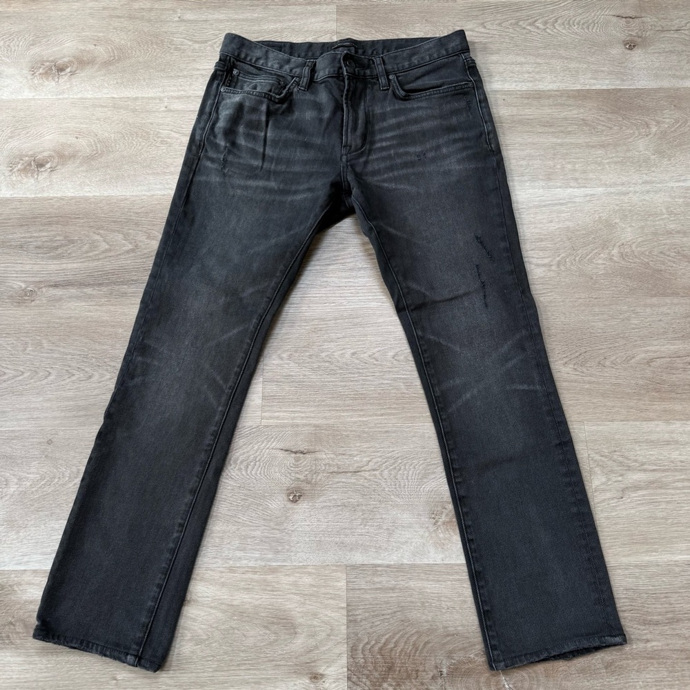 John Varvatos Jeans Wight Men Size 32x28 Faded Black Distress Skinny Stretch USA